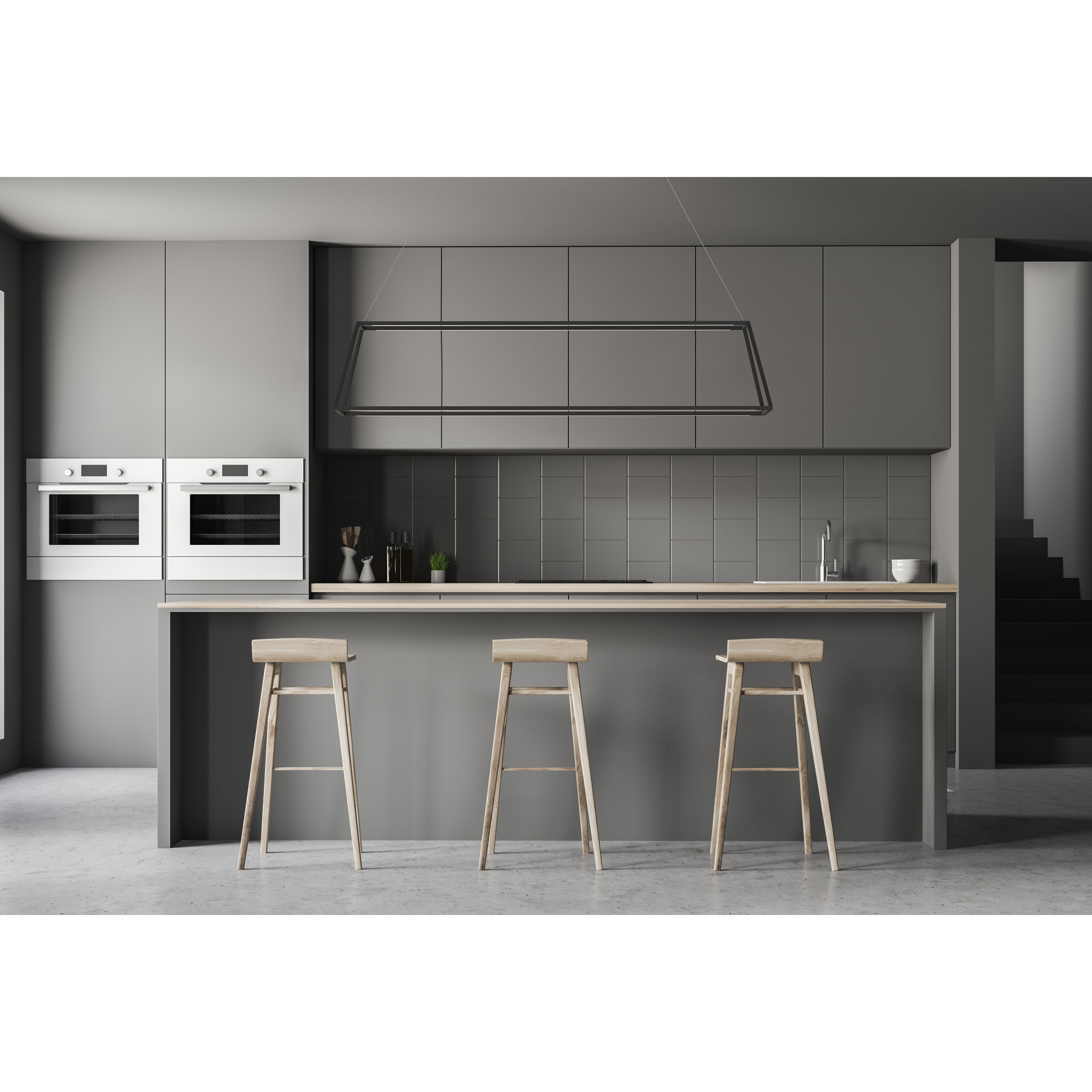 Z-Bar Rise LED 14 inch Matte black Pendant Ceiling Light, Rectangle